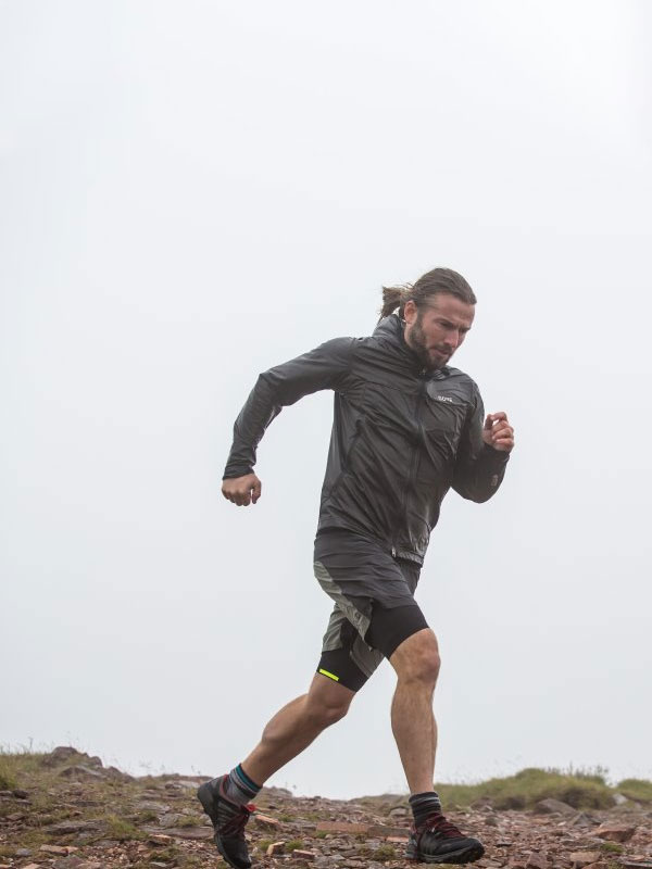 A man trail running